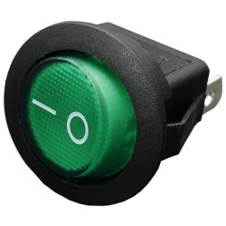 Plastic switch for vehicles, ON and OFF, green color